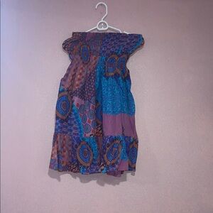 Bohemian Patchwork Off-Shoulder Dress